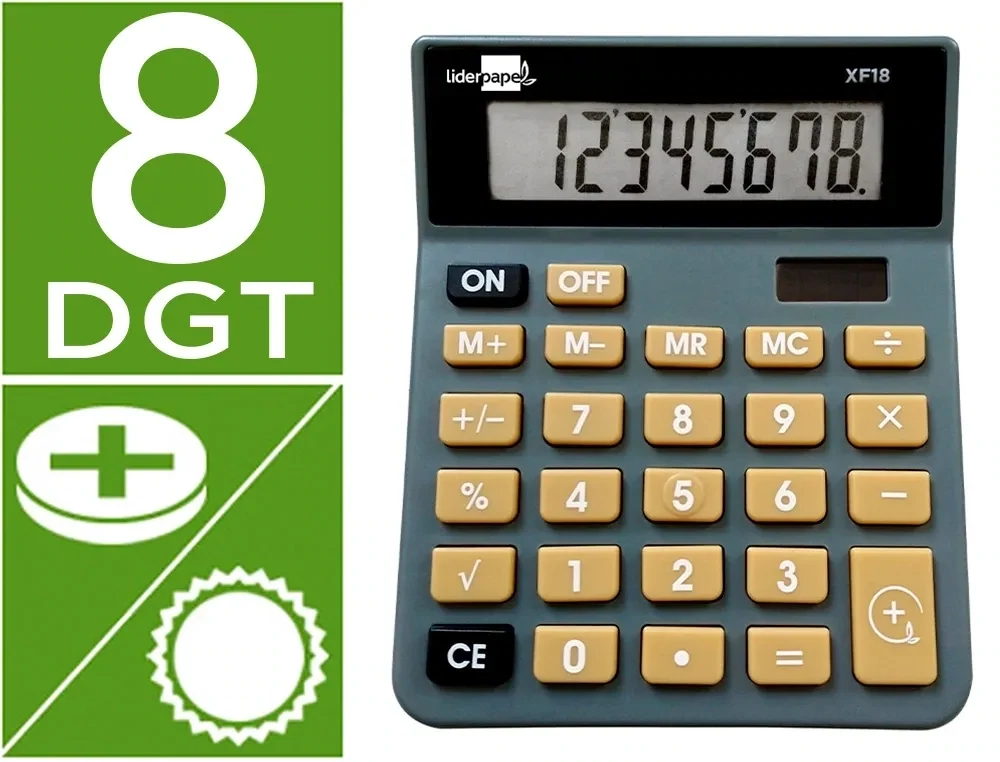 Calculadora sobremesa (8 dígitos) GRIS XF-18 Liderpapel