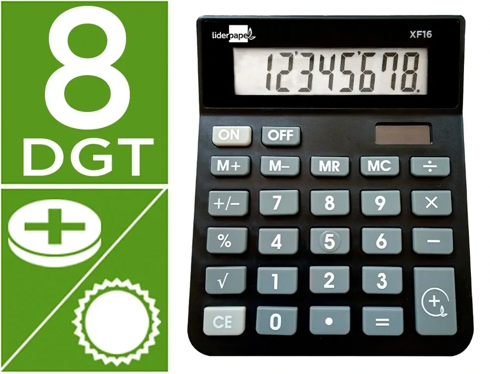 Calculadora sobremesa (8 dígito) NEGRO XF-16 Liderpapel