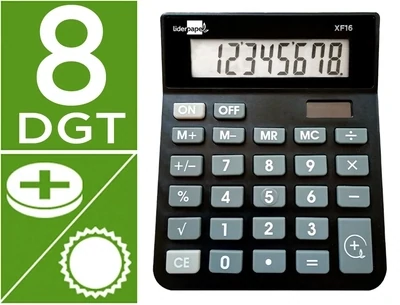 Calculadora sobremesa (8 dígito) NEGRO XF-16 Liderpapel