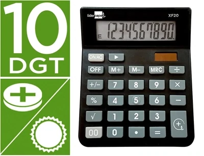 Calculadora sobremesa (10 dígito) NEGRO XF-20 Liderpapel