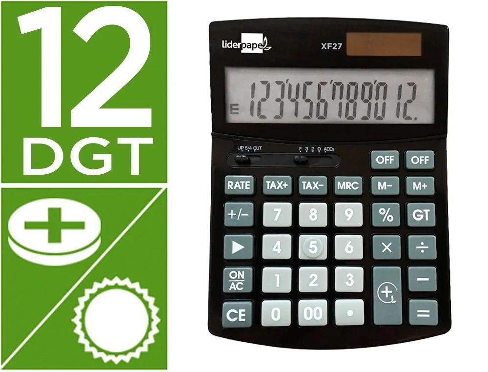 Calculadora sobremesa (12 dígito) NEGRO XF27 Liderpapel