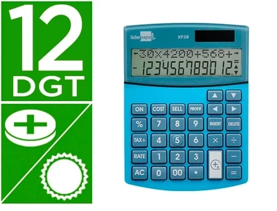 Calculadora sobremesa (12 dígitos) AZUL XF28 Liderpapel