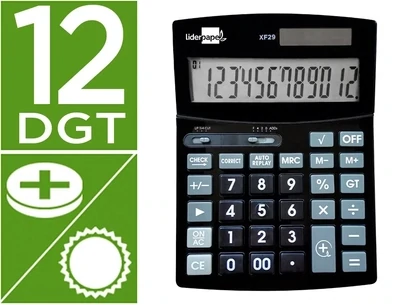 Calculadora sobremesa (12 dígito) NEGRO XF29 Liderpapel