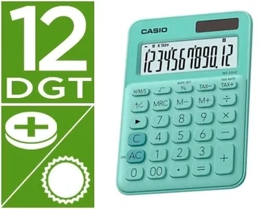 Calculadora sobremesa (12 dígitos) VERDE MS-20UC Casio