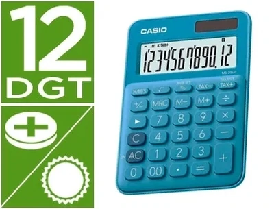 Calculadora sobremesa (12 dígitos) AZUL MS-20UC Casio
