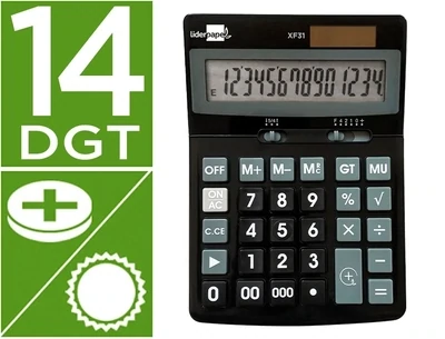 Calculadora sobremesa (14 dígitos) NEGRO XF-31 Liderpapel