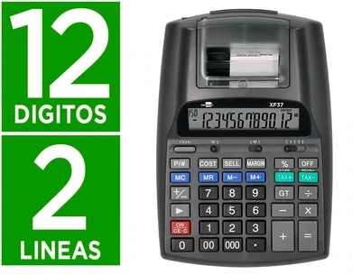 Calculadora impresora (12 dígito) NEGRO XF37 Liderpapel