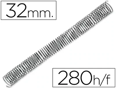 Espiral metálica 5:1 NEGRO (hasta 280 hojas) Q-Connect