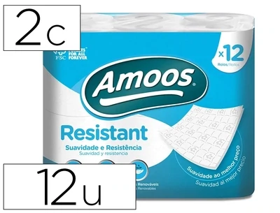 Papel higiénico 2 capas (16,5 g) Amoos Resistant
