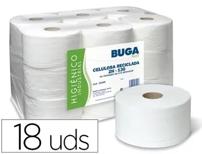 Papel higiénico industrial gofrado 2 capas Buga