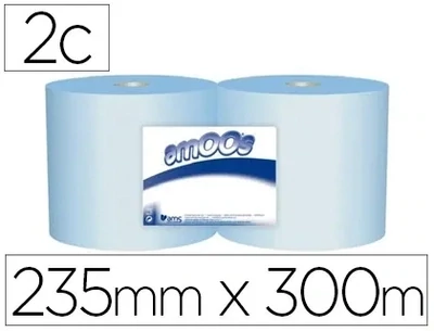 Papel seca manos industrial 2 capas (19 g) azul Amoos