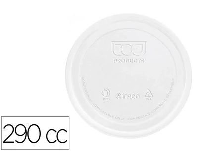 Tapa de plástico biodegradable para vaso de 290 cc