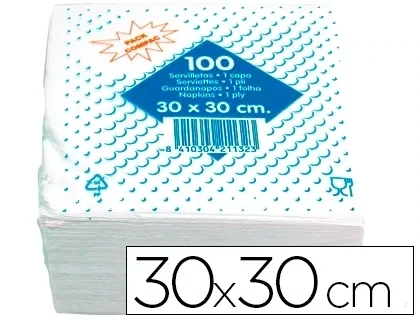 Servilleta papel algodón blanco una capa (30x30 cm)