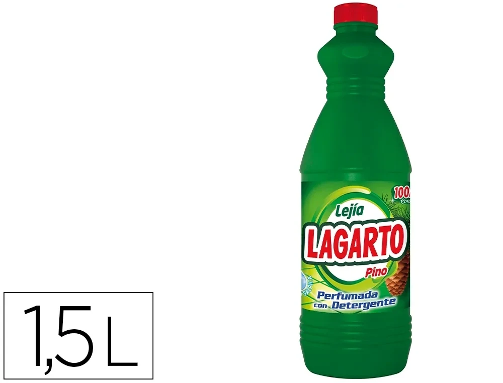Lejía con detergente Lagarto pino botella de 1,5 litros