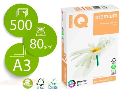 Papel fotocopiadora A3 (80 gr) IQ Premium