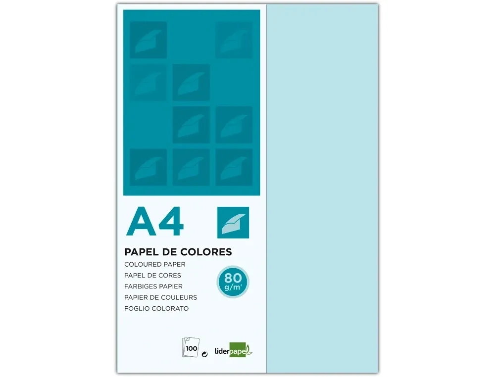 Papel color A4 (80 gr) CELESTE de Liderpapel