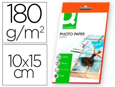 Papel foto glossy (10x15 mm / 180 gr) inkjet Q-Connect