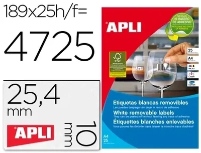 Etiqueta adhesiva blanca (25,4x10 mm) de Apli