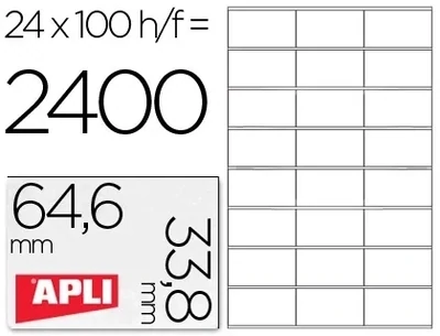 Etiqueta adhesiva blanca (64,6x33,8 mm) de Apli