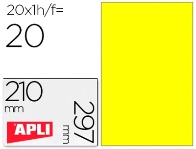 Etiqueta adhesiva (210x297 mm) AMARILLO de Apli