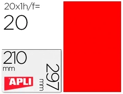 Etiqueta adhesiva (210x297 mm) ROJO de Apli