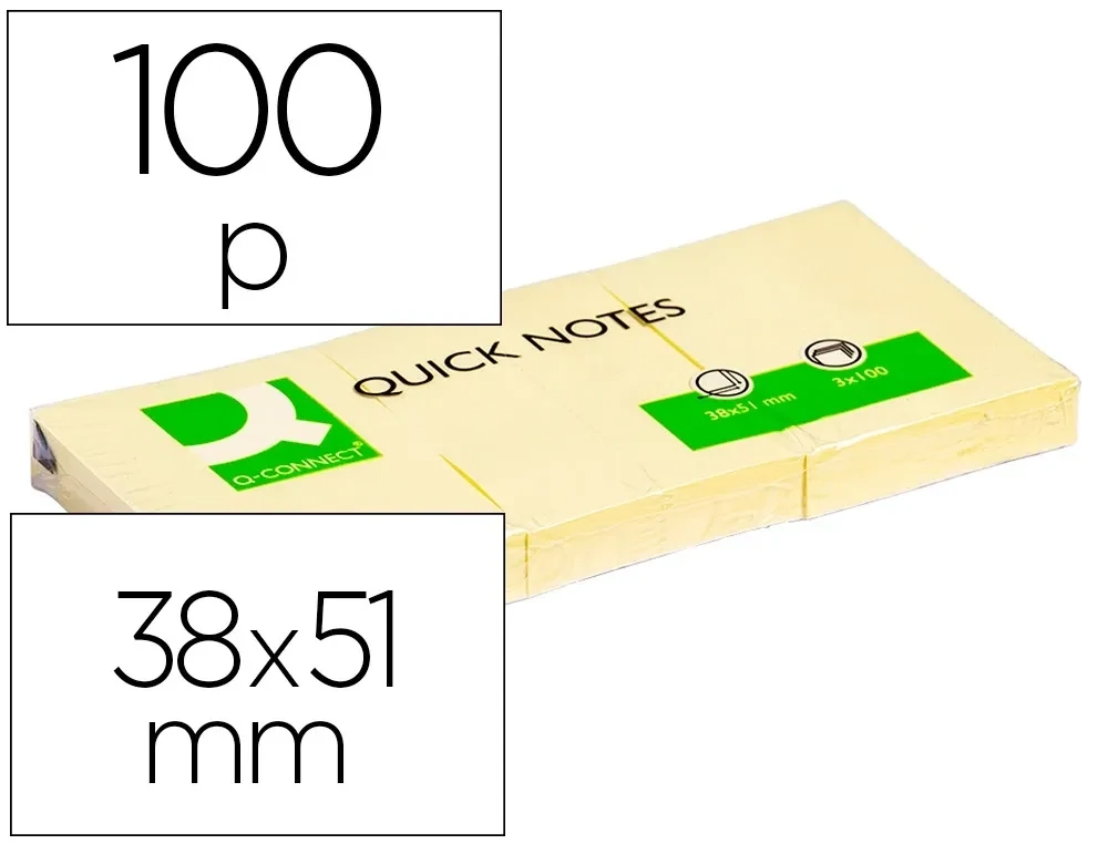 Notas adhesivas (38x51 mm) amarillo de Q-Connect