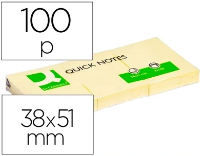 Notas adhesivas (38x51 mm) amarillo de Q-Connect