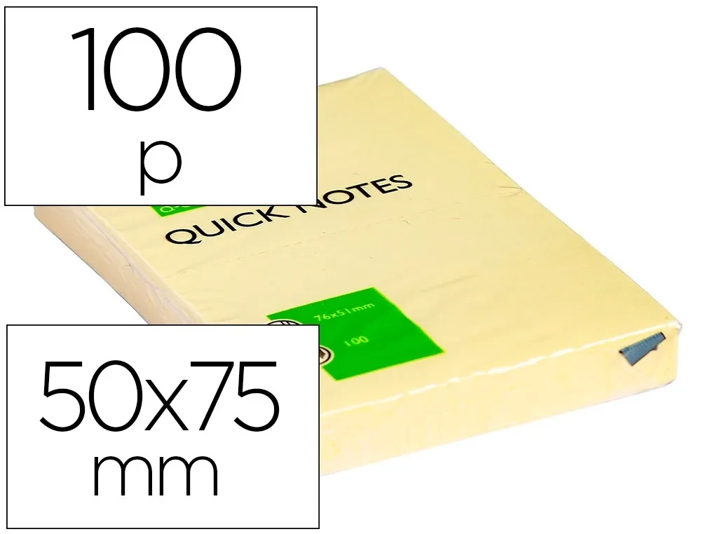 Notas adhesivas (50x75 mm) amarillo de Q-Connect