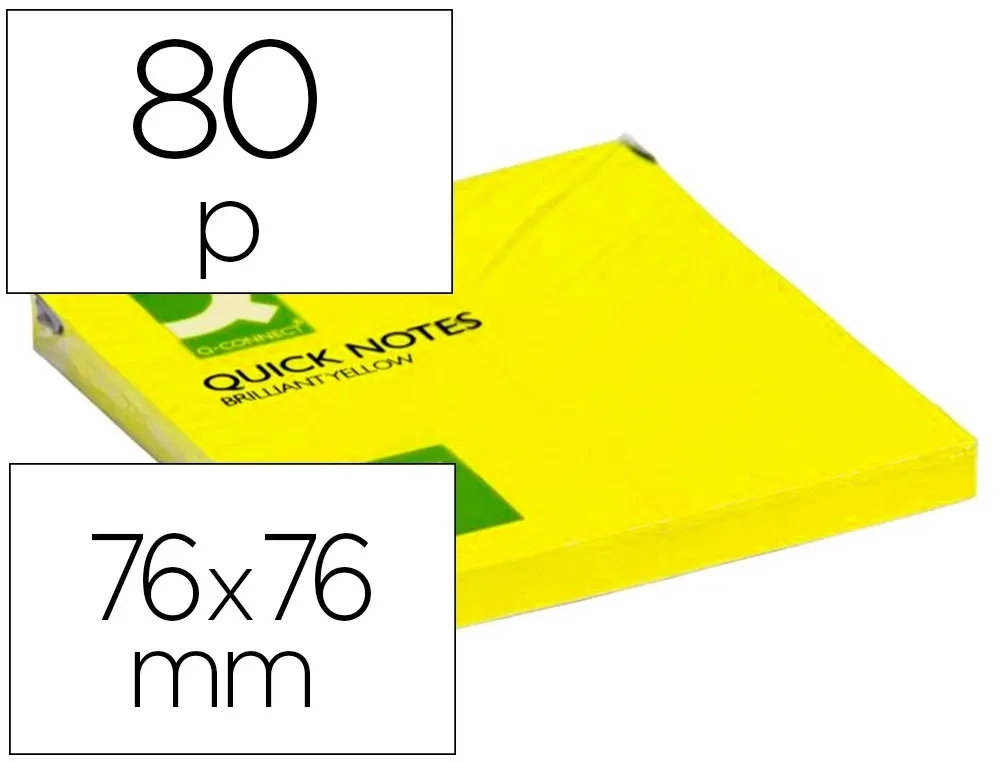 Notas adhesivas (76x76 mm) amarillo neón de Q-Connect