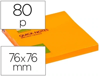 Notas adhesivas (76x76 mm) naranja neón de Q-Connect