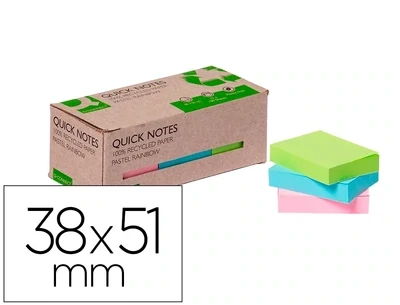 Notas adhesivas RECICLADA (38x51 mm) colores Q-Connect