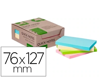Notas adhesivas RECICLADA (76x127mm) colores Q-Connect