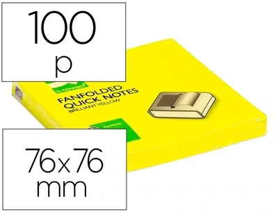 Nota adhesiva ZIG-ZAG (76x76mm) amarillo neón Q-Connect