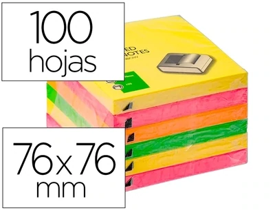 Notas adhesivas ZIG-ZAG (76x76 mm) colores Q-Connect