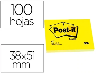 Notas adhesivas (51x38 mm) amarillo de Post-it