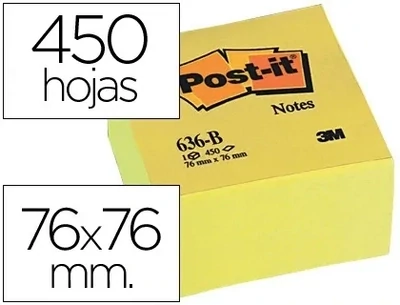 Notas adhesivas CUBO (76x76 mm) amarillo de Post-it