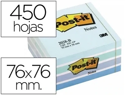 Notas adhesivas CUBO (76x76 mm) AZUL pastel Post-it