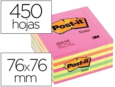 Notas adhesivas CUBO (76x76 mm) ROSA neón Post-it