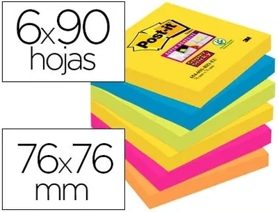 Nota adhesiva (76x76mm) R. JANEIRO Super Sticky Post-it