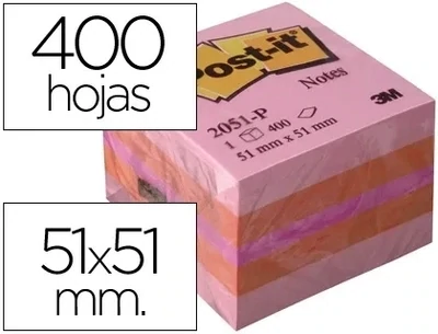 Notas adhesivas MINICUBO (51x51 mm) ROSA Post-it