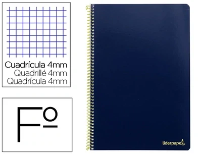 Cuaderno Fº (4mm) AZUL M tapa blanda Smart Liderpapel