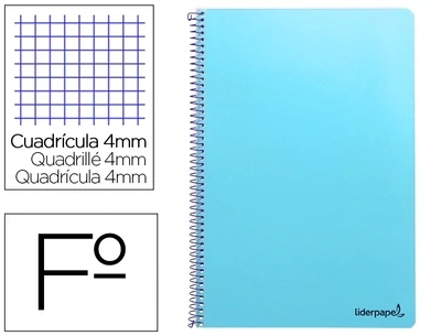 Cuaderno Fº (4mm) CELESTE tapa blanda Smart Liderpapel