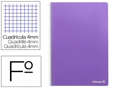 Cuaderno Fº (4 mm) VIOLETA tapa blanda Smart Liderpapel