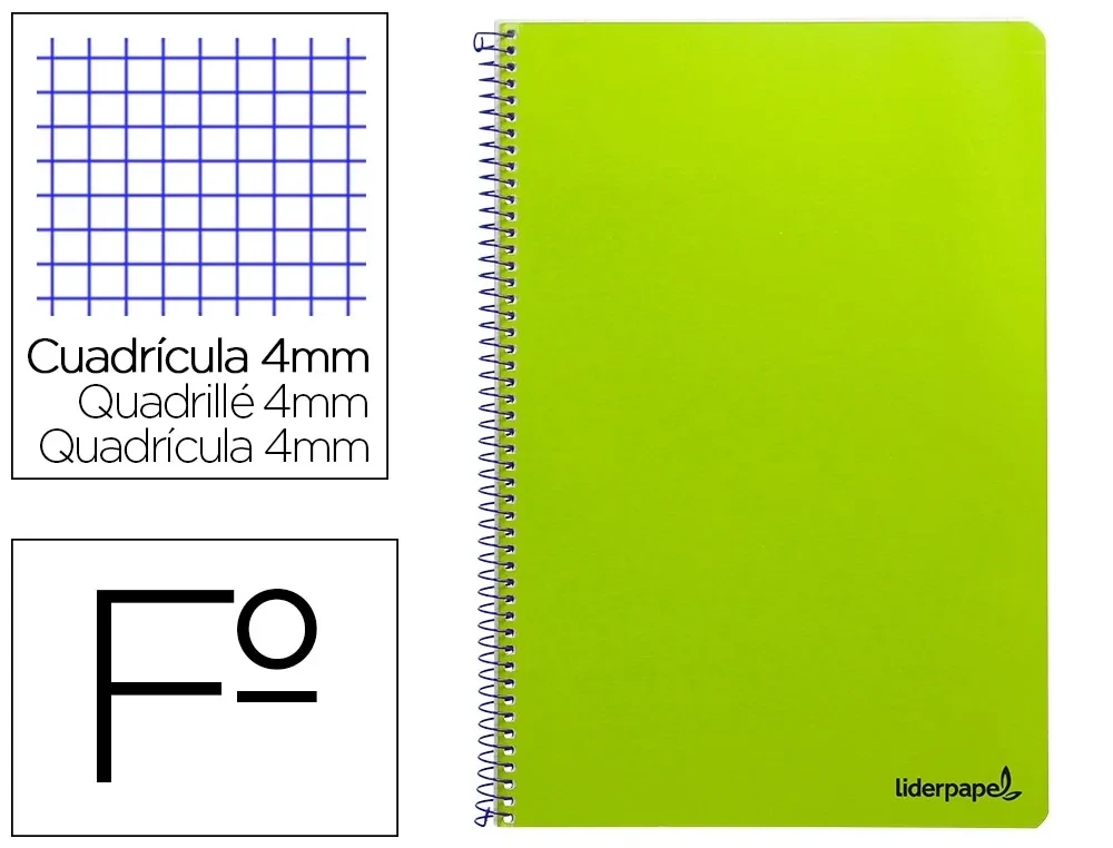Cuaderno Fº (4mm) VERDE tapa blanda Smart Liderpapel