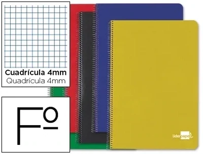Cuaderno Fº tapa dura (cuadrícula 4 mm) de Liderpapel