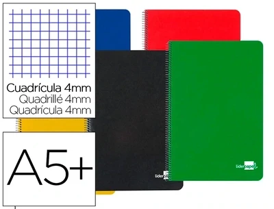 Cuaderno A5+ tapa dura (cuadrícula 4 mm) de Liderpapel