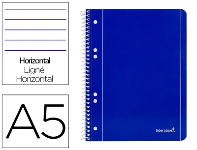 Cuaderno A5 (rayado / 6 taladros) Azul Liderpapel