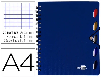 Cuaderno A4 tapa plástico AZUL Executive Liderpapel