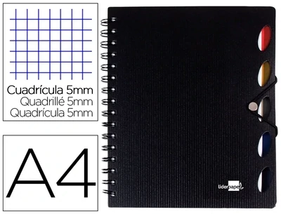 Cuaderno A4 tapa plástico NEGRO Executive Liderpapel
