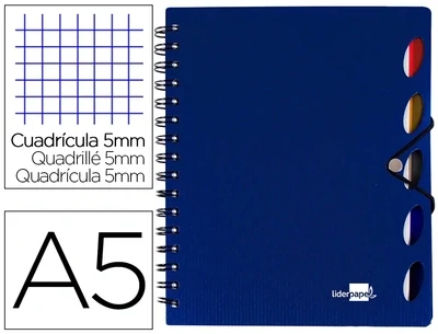 Cuaderno A5 tapa plástico AZUL Executive Liderpapel